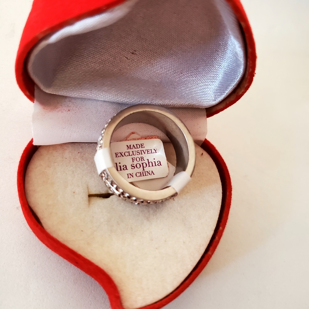 Lia Sophia Silver Crystal Ring Sz 10 New In Box Retired Cocktail - Wedding Style - Picture 7 of 11